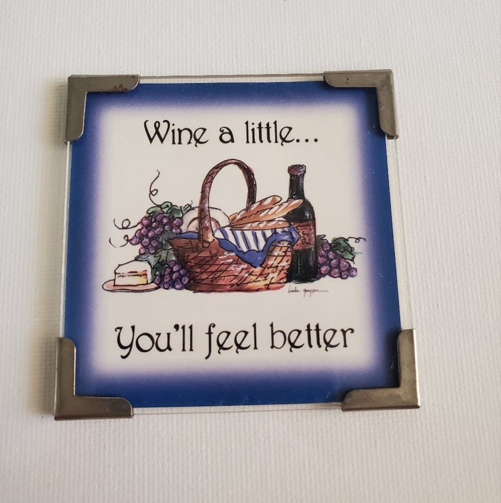 Vintage Linda Grayson Wine Art Magnet